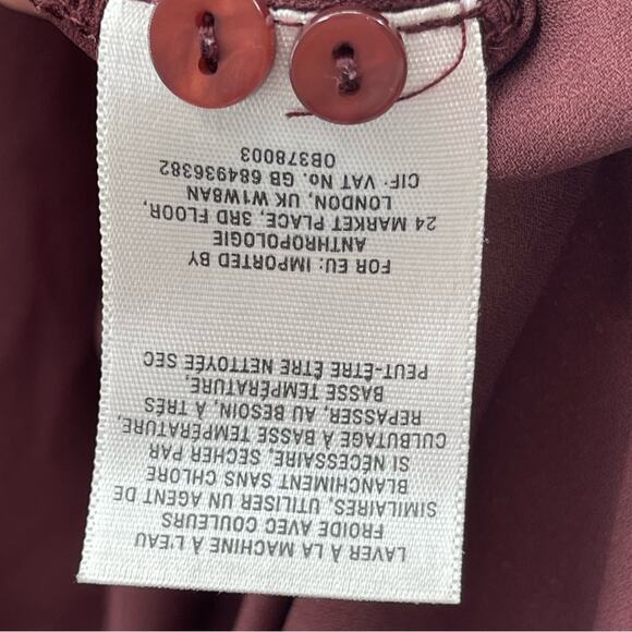 Anthropologie Maeve Eva Faux Wrap Drape Front Blouse Burgundy Mauve Size 6 - Picture 7 of 7